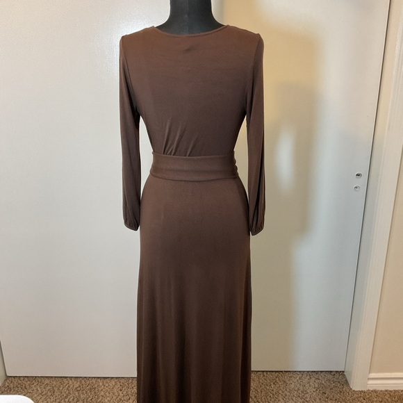 18. Rachel Pally Brown V-Neck Plunge Long Sleeve Maxi Dress Size Small - Picture 7 of 8